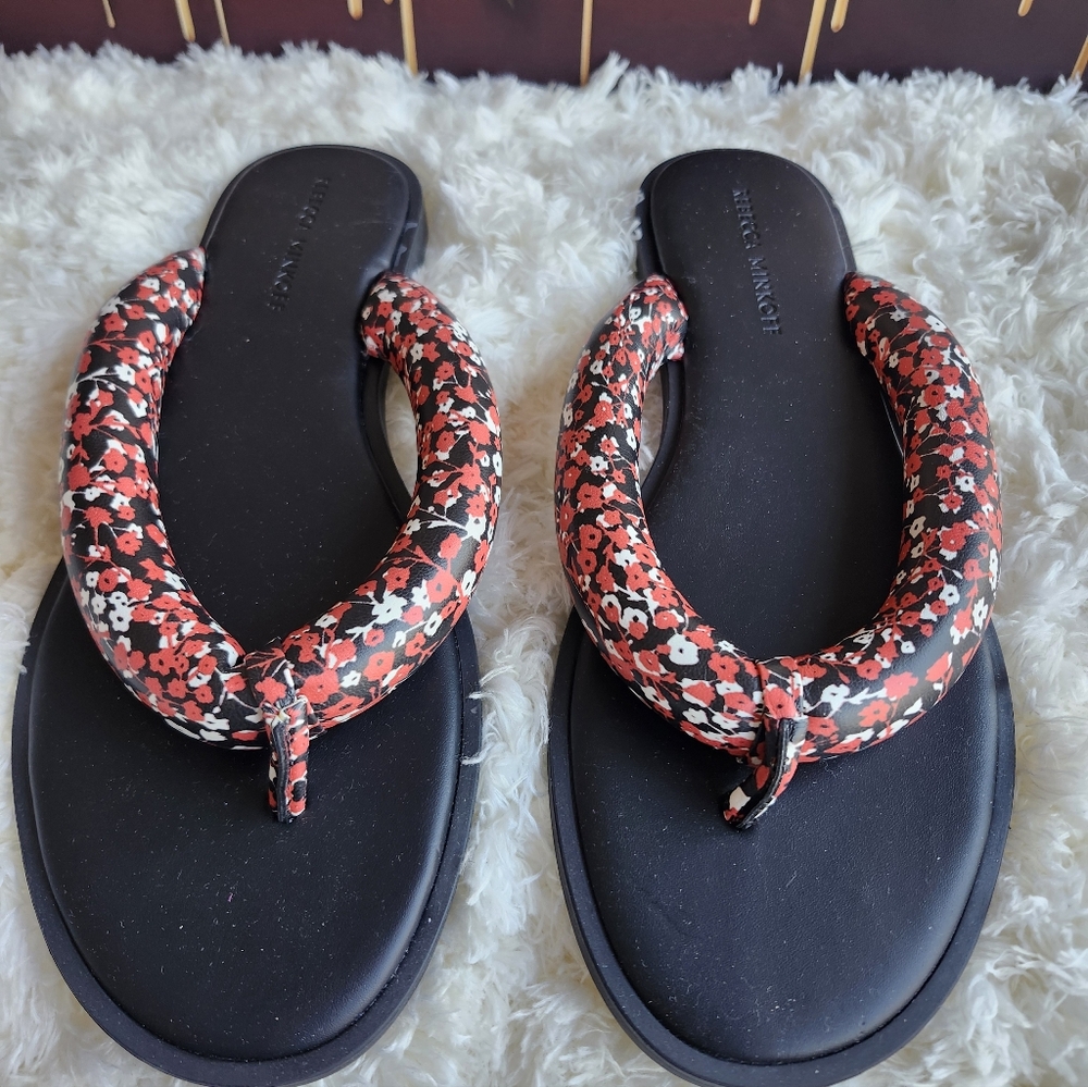 Rebecca Minkoff Black and Red Floral Sandals